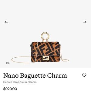 FENDI Nano Baguette Charm Sheepskin Fur like new!
